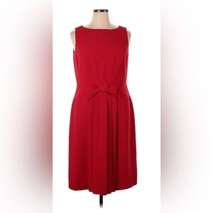 Talbots 14 Red Sheath Dress, Bow/Box Pleat Center, Sleeveless